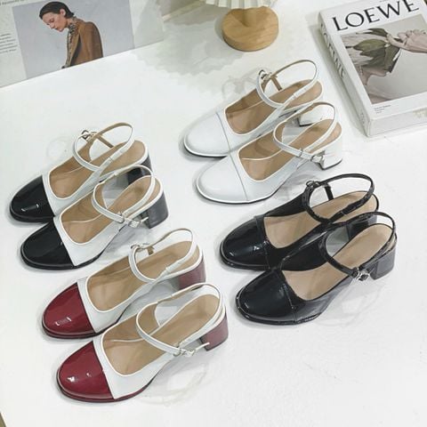  Cao gót 5CM gót trụ mũi bầu vá mũi hậu hở khóa- MS: C5-22025 