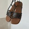 Sandal xẹp mũi vuông 6 quai đan nối hậu - MS: SX-25075