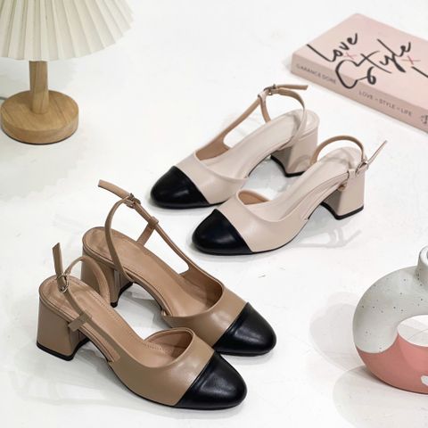  Sandal 6cm gót trụ mũi tròn vá mũi - MS: C6-75001 