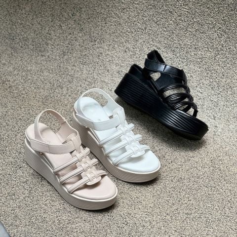  Sandal xuồng 7cm mũi tròn 3 quai mảnh ngang nối hậu - MS: S7-58004 