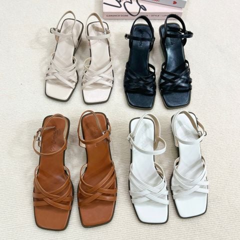  Sandal xuồng 5cm mũi vuông 4 quai mảnh đan - MS: X5-85001 