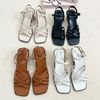 Sandal xuồng 5cm mũi vuông 4 quai mảnh đan - MS: X5-85001