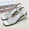 Sandal xuồng 5cm mũi vuông 4 quai mảnh đan - MS: X5-85001
