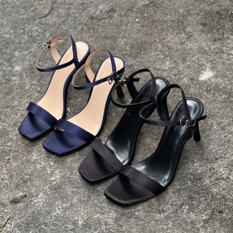  Sandal 7cm gót đuôi chuột mũi vuông quai ngang trơn- MS: S7-22013 