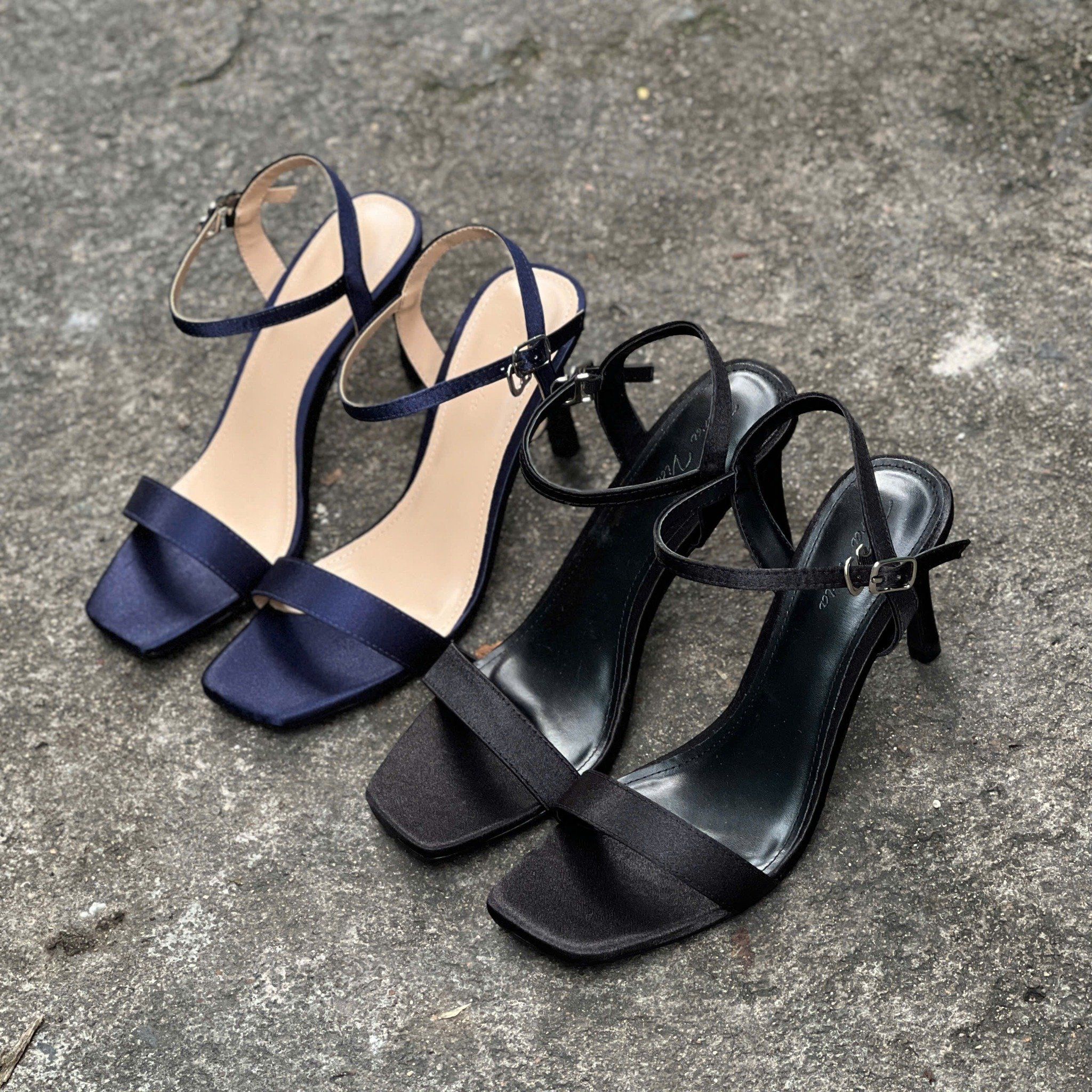 Sandal 7cm gót đuôi chuột mũi vuông quai ngang trơn- MS: S7-22013