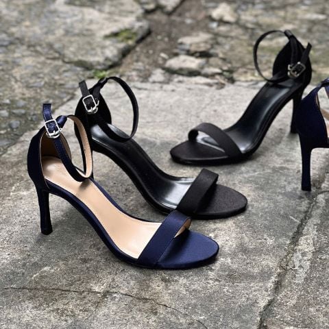  Sandal 7cm gót đuôi chuột mũi tròn quai ngang trơn- MS: S7-22014 