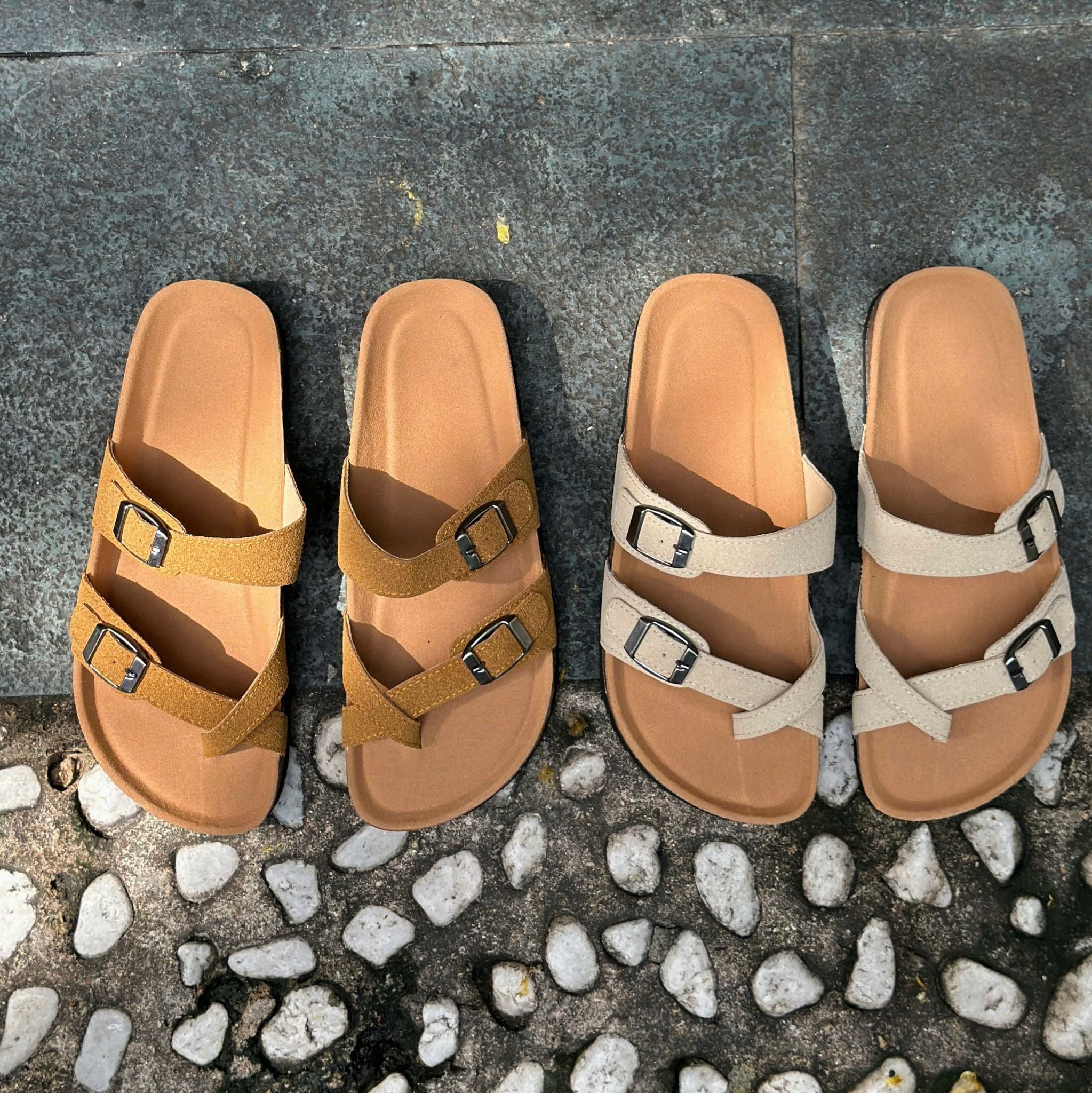 Dép đế trấu xỏ ngón phối 2 khóa nỉ - MS: DX-21009