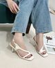 Sandal 7cm gót vuông nhỏ mũi vuông quai chữ V - MS: S7-85004