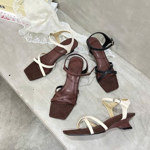  Sandal xuồng 5cm mũi vuông 2 quai mảnh chéo - MS: X5-23005 