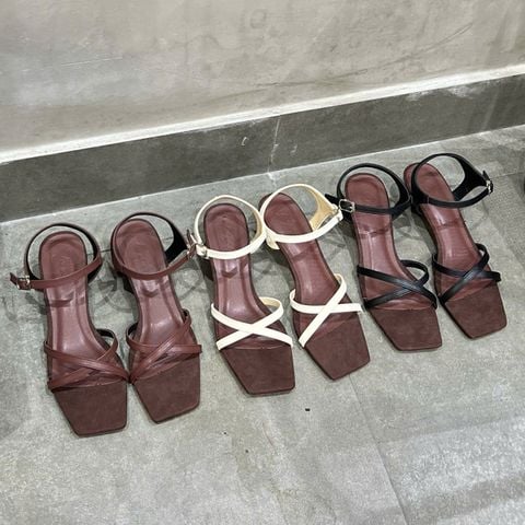  Sandal xuồng 5cm mũi vuông 2 quai mảnh chéo - MS: X5-23005 