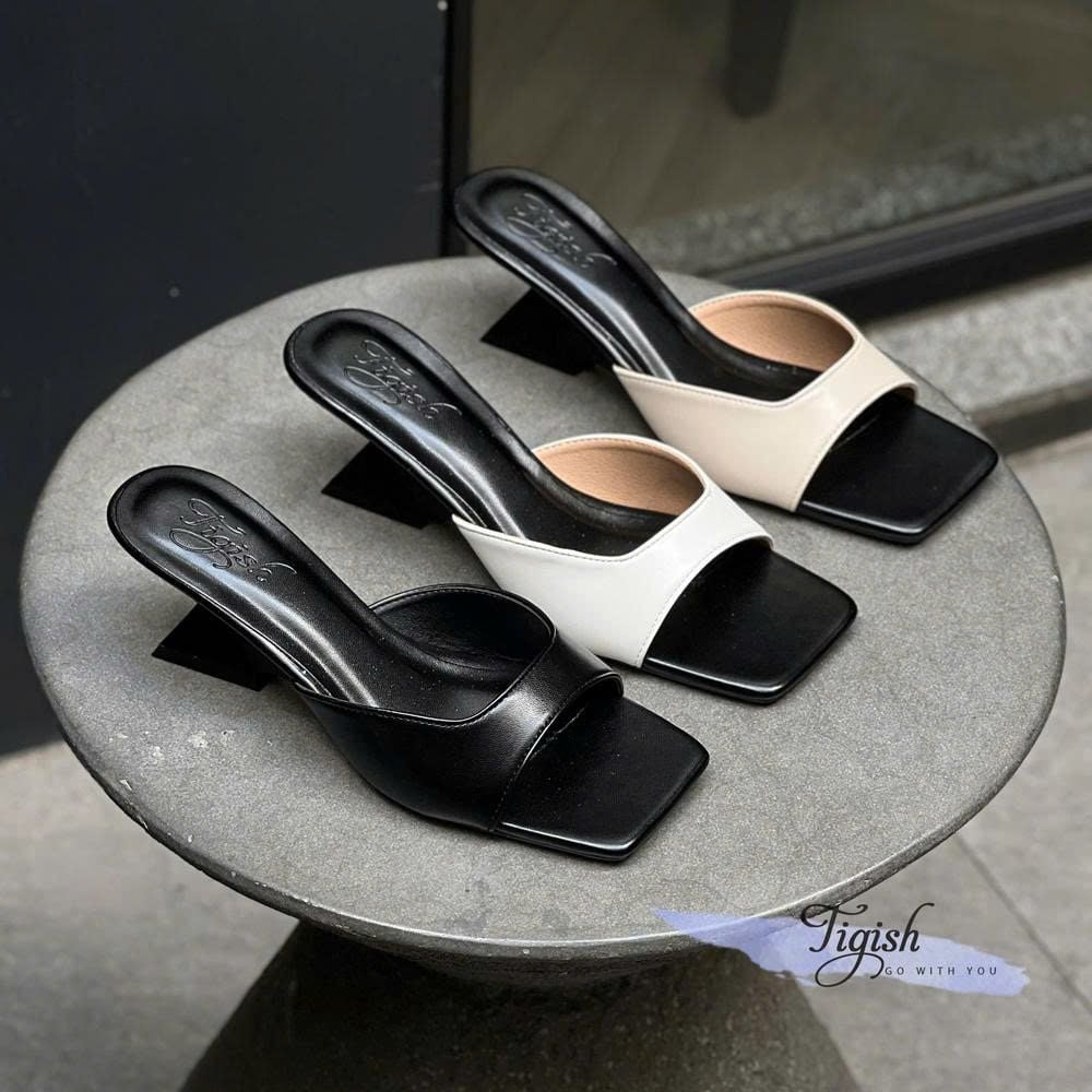 Xuồng 5cm gót cách điệu mũi vuông quai ngang cổ vuông - MS: X5-23016