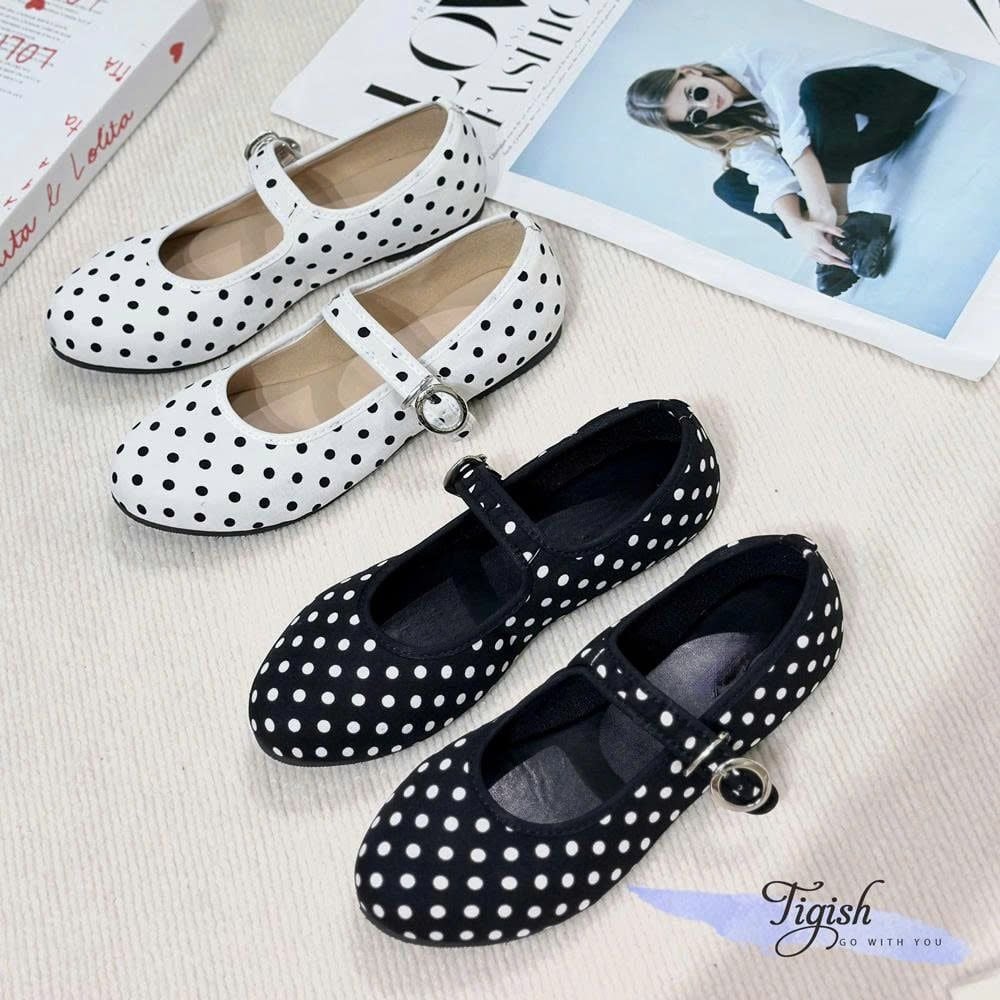 Búp bê mũi tròn phối quai ngang chấm bi - MS: BBX-01027