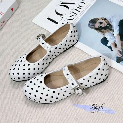  Búp bê mũi tròn phối quai ngang chấm bi - MS: BBX-01027 