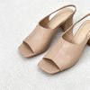 Sandal gót trụ mũi vuông bảng ngang lớn may chỉ giữa liền hậu thun- MS: S5-85002