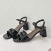 Sandal 5cm gót lép mũi vuông quai ngang khoét giữa - MS: S5-85004