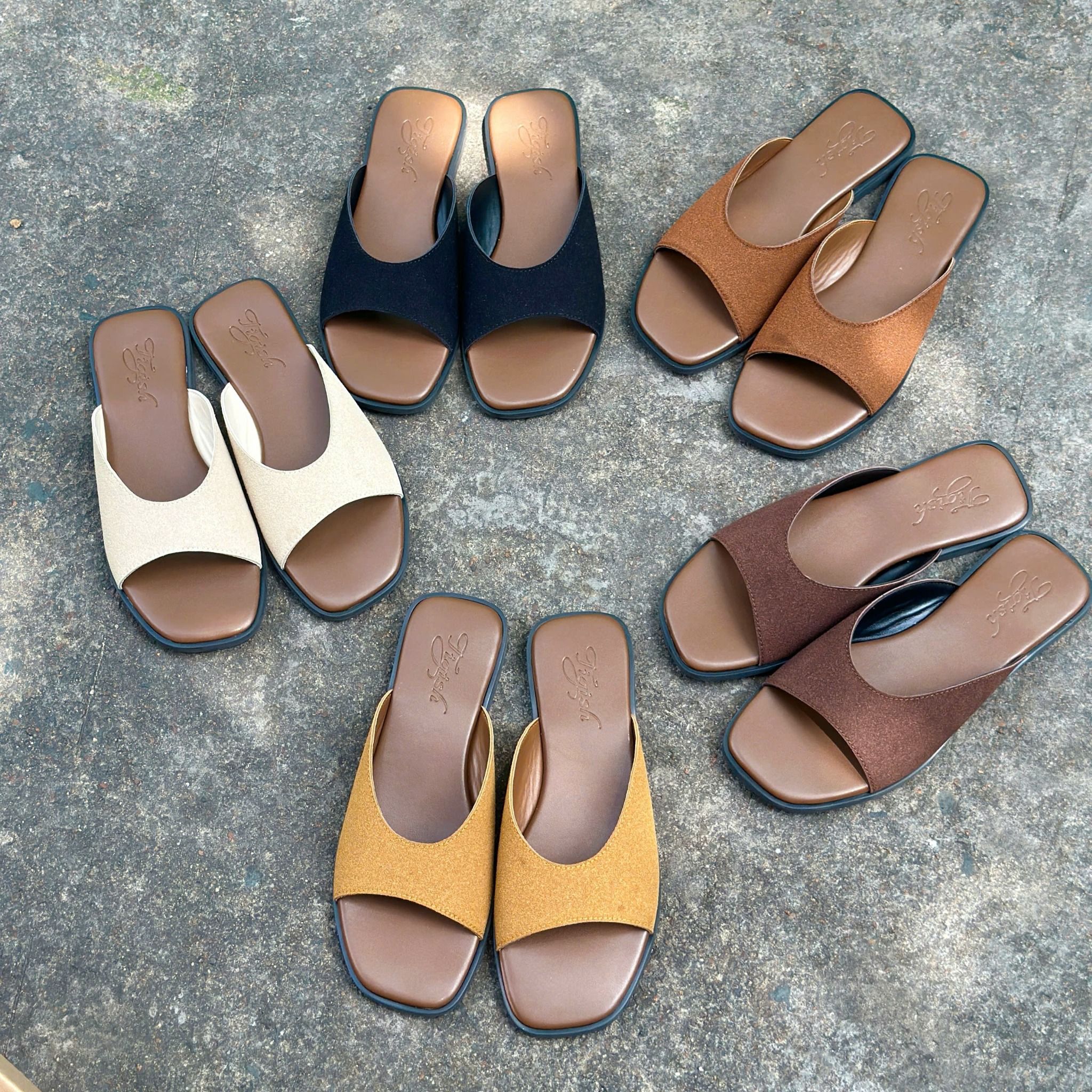 Dép xẹp mũi vuông quai ngang khuyết giữa - MS: DX-250106