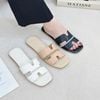 Dép xẹp mũi vuông quai chữ H phối dây đá ngang - MS: DX-63075