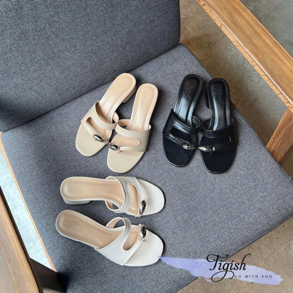 Guốc 4cm mũi vuông quai kẹp ngón gắn khóa khuyết eo - MS: G4-23004