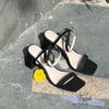 Sandal 7cm gót chữ nhật mũi vuông quai ngang - MS: S7-85003