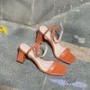 Sandal 7cm gót chữ nhật mũi vuông quai ngang - MS: S7-85003