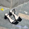 Sandal 7cm gót chữ nhật mũi vuông quai ngang - MS: S7-85003