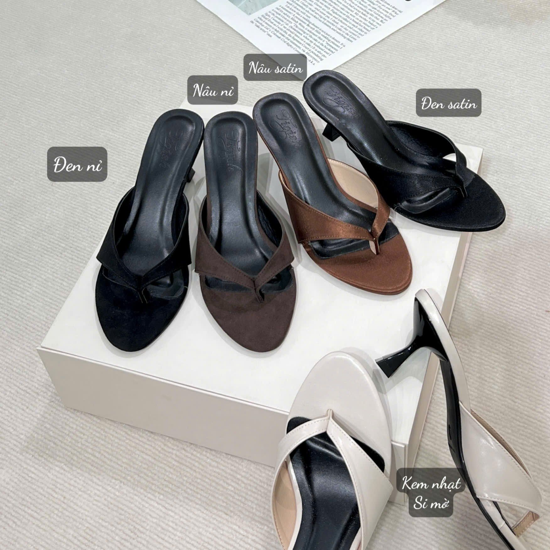 Guốc 7p gót vuông nhỏ mũi tròn quai kẹp ngón bảng lớn- MS: G7-23019