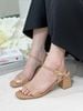 Sandal 7cm gót trụ mũi bầu bảng ngang hậu khóa - MS: S7-75005