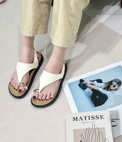  Sandal mũi tròn xỏ ngón gắn khóa quai cánh diều hậu khóa -MS: SX-25087 