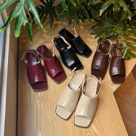  Sandal xuồng 5cm mũi vuông bảng ngang lớn hậu khóa - MS: X5-85002 
