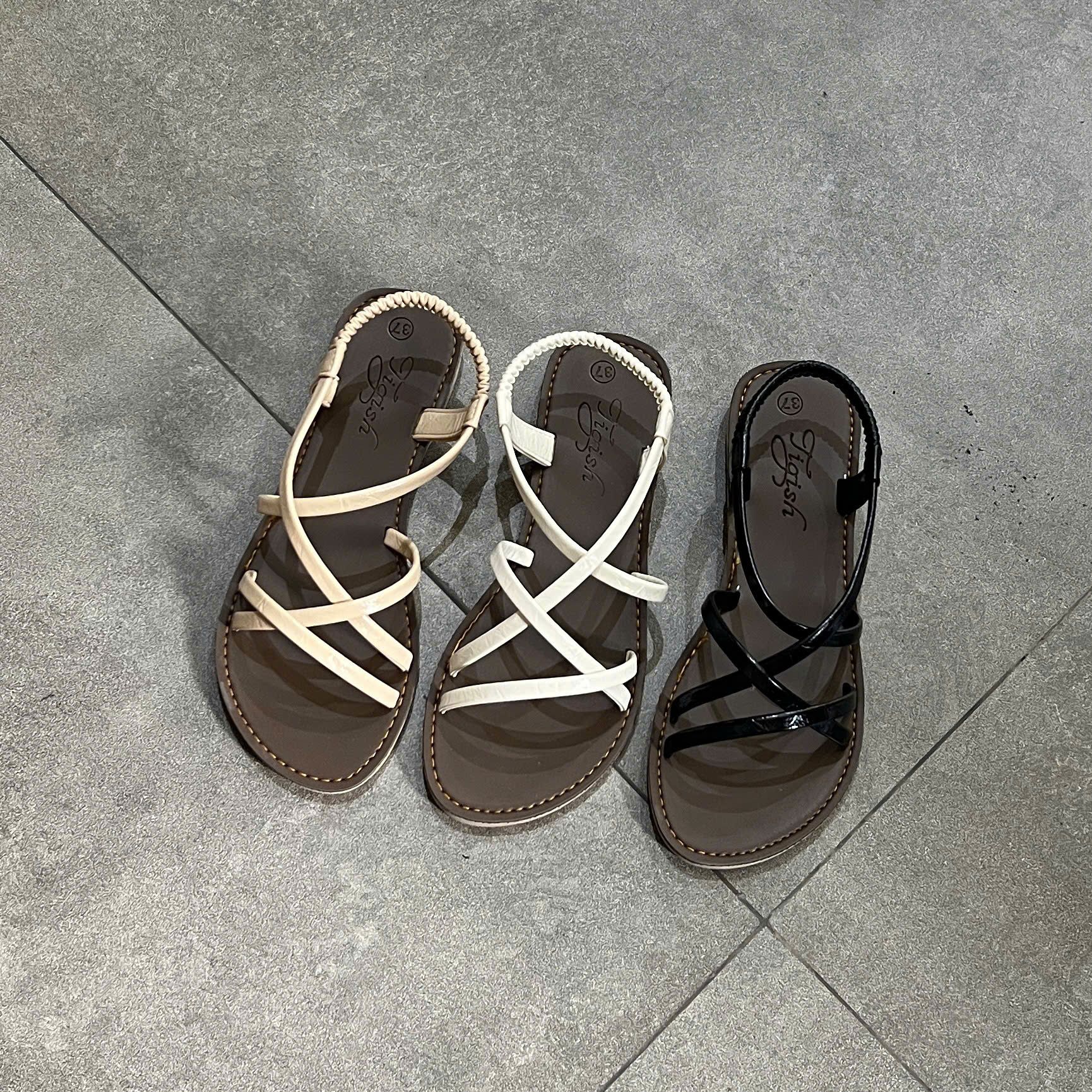 Sandal mũi tròn 4 quai chéo nối hậu thun- MS: SX-63014