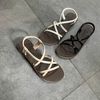 Sandal mũi tròn 4 quai chéo nối hậu thun- MS: SX-63014
