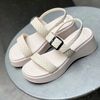 Sandal xuồng 7cm mũi tròn 2 quai ngang 1 khóa - MS: S7-58002