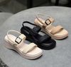 Sandal xuồng 7cm mũi tròn 2 quai ngang 1 khóa - MS: S7-58002