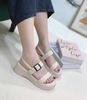 Sandal xuồng 7cm mũi tròn 2 quai ngang 1 khóa - MS: S7-58002