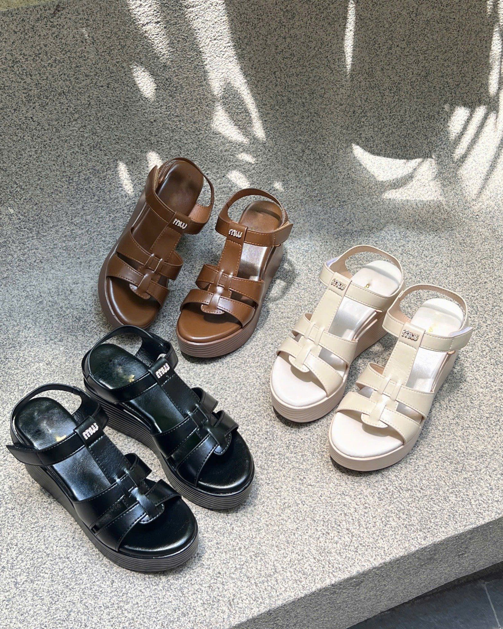 Sandal xuồng 7cm mũi tròn 2 quai đan nối hậu - MS: S7-58005