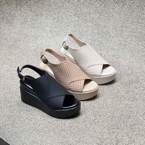  Sandal xuồng 7cm mũi tròn 2 quai chéo lớn - MS: S7-58003 