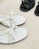 Sandal 3cm gót trụ mũi bầu quai ngang gắn nơ nối hậu khóa - MS: S3-23002