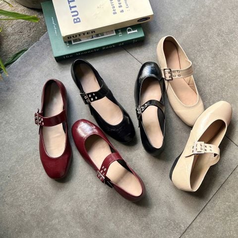  Búp bê mũi tròn phối quai ngang tán đinh khóa tròn - MS: BBX-01021 