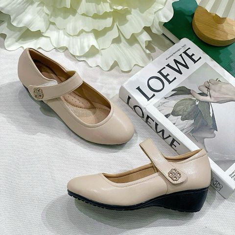  Búp bê đế xuồng mũi tròn phối quai ngang gắn đá may viền chỉ - BDX-59012 