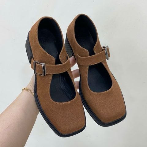  Cao gót 5CM đế đúc mũi vuông phối quai ngang khóa- MS: C5-01001 