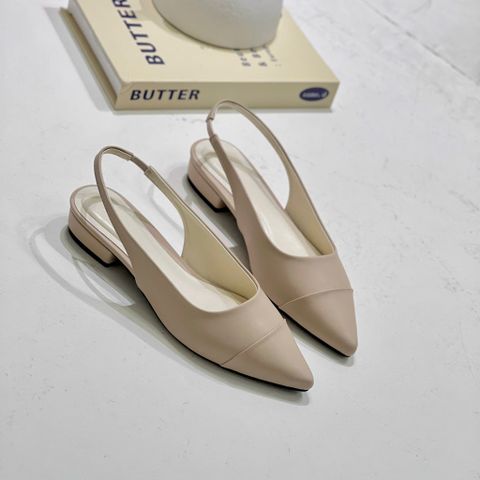  Cao gót 1cm mũi nhọn may mũi hậu hở thun - MS: C1-75004 