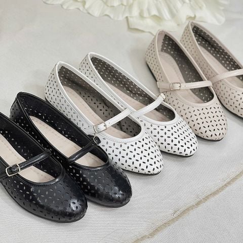  Búp bê mũi tròn lazer lưới phối quai ngang khóa - MS: BBX-10001 