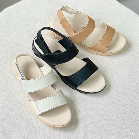  Sandal 3cm da đế đúc mũi tròn 2 quai ngang xé dán - MS: S3-10002 