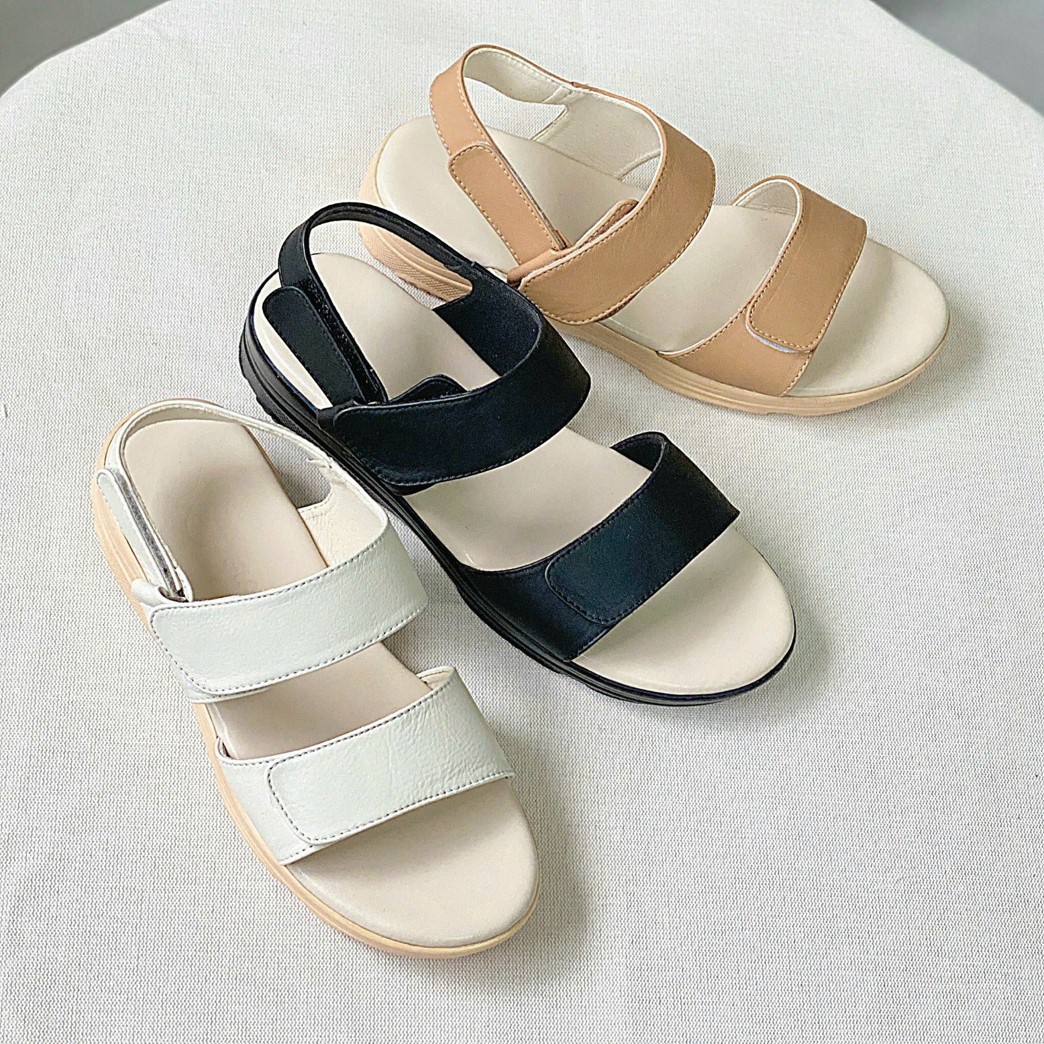 Sandal 3cm da đế đúc mũi tròn 2 quai ngang xé dán - MS: S3-10002
