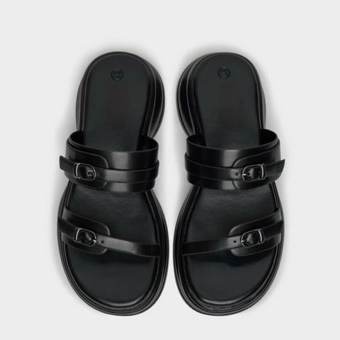  Dép bánh mì 5p mũi tròn 2 quai ngang phối khóa- MS: D5-58005 