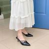 Cao gót 7cm gót nhọn mũi nhọn phối 2 dây mảnh khóa hậu hở khóa - MS: C7-75012