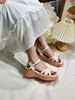 Sandal 5CM đế xuồng giả vân gỗ mũi tròn 2 quai lồng-MS: S5-84001