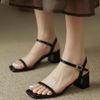 Sandal 5p gót lép mũi vuông quai ngang mảnh- MS: S5-85005