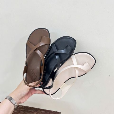  Sandal mũi tròn xỏ ngón 2 quai chéo hậu thun - MS: SX-58009 
