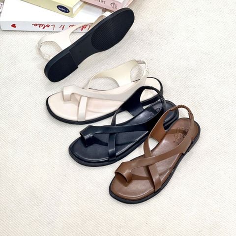  Sandal mũi tròn xỏ ngón 2 quai chéo hậu thun - MS: SX-58009 
